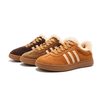Baskets d'hiver pour femmes, doublées de fourrure, style allemand, en daim, chaudes et confortables, chaussures décontractées