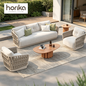 <span class=keywords><strong>Set</strong></span> di Divani Moderni e Comodi <span class=keywords><strong>da</strong></span> Giardino per Hotel in Metallo di Lusso con Design a Corda Intrecciata Impermeabile - Product Image 1