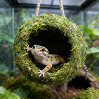 Grottes de mousse verte écologiques, abri rond pour reptiles, grenouilles, serpents, terrarium, vivarium, décor, terrarium pour gecko cranté