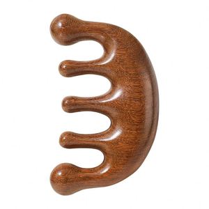 Peigne de massage portable en bois de santal naturel à cinq griffes pour la thérapie des méridiens du cuir chevelu, coiffure et relaxation - Product Image 2