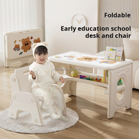 Table d'étude pliable pour enfants VSUCH, idéale pour l'éducation préscolaire à domicile, le dessin, l'apprentissage et l'écriture, avec chaise intégrée