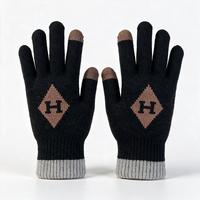 Gants longs en tricot à double couche épais pour l'automne et l'hiver, design à doigts séparés, gants chauds et protecteurs pour hommes
