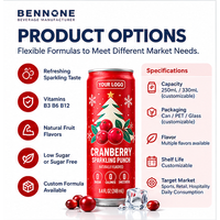 Boisson pétillante sans sucre et zéro calorie Canberry Punch de Noël OEM ODM, avec logo personnalisé, marque privée, boisson en conserve 248ml