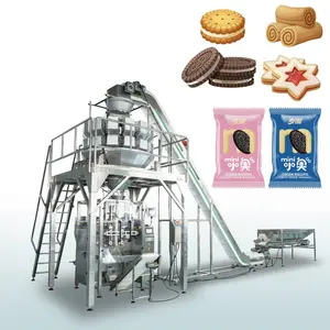 Máquina automática para embalar biscoitos e biscoitos, balança multi-linária para doces e nozes, máquina formadora de bolsas para alimentos