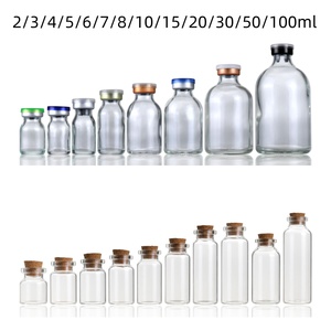 ขวดแก้วบรรจุยาขนาด 5 มล. 10 มล. 15 มล. 20 มล. 30 มล. 50 มล. 100 มล. แบบใสและสีชา สำหรับฉีดยา - Product Image 2