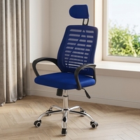 Chaise de bureau ergonomique moderne et simple en maille, dossier haut, appui-tête réglable, pivotante, pour salle d'étude et bureau