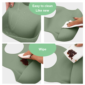Baberos impermeables de silicona de grado alimenticio para bebés sin BPA al por mayor con colector de alimentos babero de alimentación ajustable personalizado suave para niños - Product Image 6