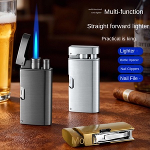 Encendedor Metálico Multifuncional Portátil con Logotipo Personalizado, Encendedor de Llama Única, Encendedor de Cigarros, Cortaúñas, Abrebotellas - Product Image 2
