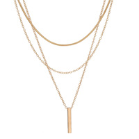 Collier double multicouche en cuivre avec chaîne maille forçat, motif rayures verticales, pour femme, style sportif, transfrontalier