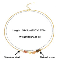 Nouveau Collier Sportif pour Femme en Pierres Brutes Gemmes Naturelles, Design Original, Yoga Sept Chakras, Combinaison de Pierres Concassées, Bambou