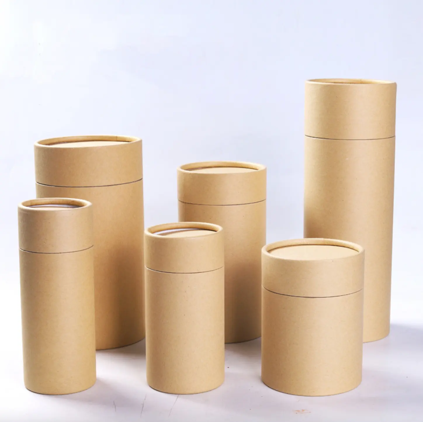High Quality Customized Eco-friendly Brown Kraft Paper Cylinder Box Solid Thick Cardboard Tube