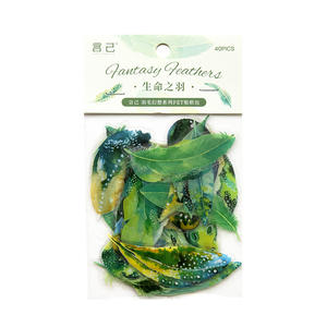 40 unids/pack DIY serie de plumas de fantasí<span class=keywords><strong>a</strong></span> diario de mascotas Pegatinas transparentes decorativas acabado de superficie de estampado dorado para Base de Collage - Product Image 5