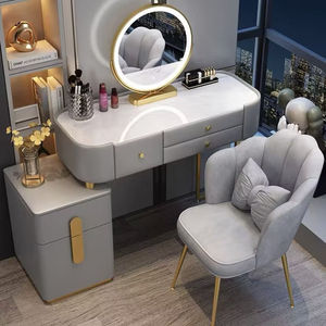 <span class=keywords><strong>Tocador</strong></span> de Dormitorio Moderno, Simple, de Alta Gama, Estilo Nórdico de Lujo, <span class=keywords><strong>con</strong></span> Gabinete de Almacenamiento de Mármol, <span class=keywords><strong>Espejo</strong></span> Redondo y Taburete de Maquillaje - Product Image 4