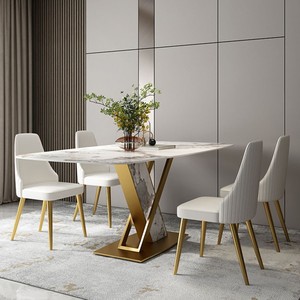 Table à <span class=keywords><strong>manger</strong></span> italienne légère et luxueuse pour <span class=keywords><strong>6</strong></span> <span class=keywords><strong>personnes</strong></span> meubles de <span class=keywords><strong>salle</strong></span> à <span class=keywords><strong>manger</strong></span> modernes ensemble de tables à <span class=keywords><strong>manger</strong></span> avec dessus en ardoise - Product Image 6