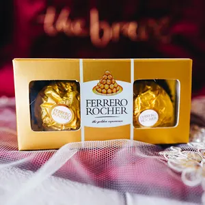 Goedkope Trouwbedankjes Gold Kleur Chocolade Verpakking Kleine Papier Snoep Zoete Geschenken Ferrero Rocher Dozen