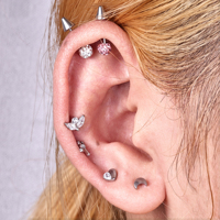 TT ASTM F136 Titane Plaqué Or, Clou d'oreille en forme de croissant de lune 16G, Piercing Labret, Bijou de piercing corporel pour Tragus et Hélix