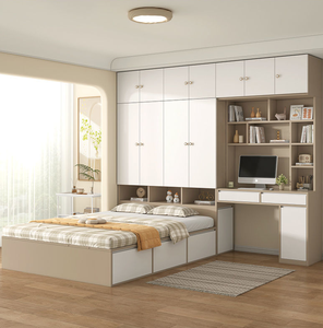 Set Camera da Letto Moderno Minimalista con Armadio Integrato in Legno di Pino Tatami, Scrivania Multifunzionale e Letto per Bambini di <span class=keywords><strong>Piccole</strong></span> <span class=keywords><strong>Dimensioni</strong></span> - Product Image 3