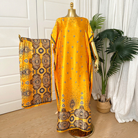 Robe Kaftan Longue Ample en Satin Imprimé Ethnique pour Femme, Taille Unique, Tendance, Vente en Gros MooMoo