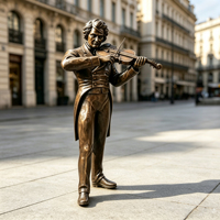 Statue de buste en bronze, ornement métallique d'intérieur et d'extérieur, sculpture de chanteur en bronze coulé grandeur nature avec violon et guitare