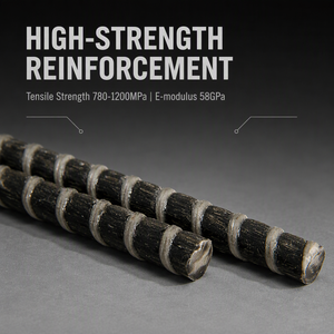 Varilla Corrugada de Fibra de Basalto de Alta Resistencia, Refuerzo BFRP, Resistencia a la Tracción de 780-1200 MPa, Módulo de Elasticidad de 58 GPa - Product Image 1
