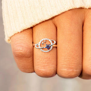 Anillo de cielo estrellado con circonita cúbica en forma de estrella y engaste micro pavé, joyería de moda unisex, regalo T0161 - Product Image 2