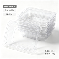 Boîte d'emballage carrée personnalisée en PET de qualité alimentaire pour fruits et légumes avec couvercle, transparente, capacité personnalisable