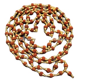 Rudraksha Gold Plated Sterling Silver Premium Mala Beads Necklace-<b>Gift</b> - Product Image 1