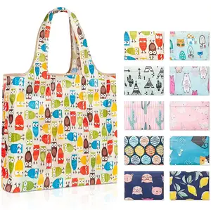 Machine Washable Durable Groceries Bags Fun Animal Printing Foldable Grocery Shopping Bags