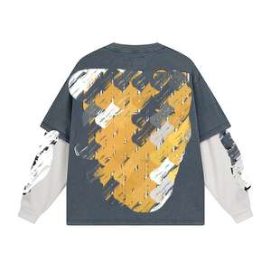 T-shirt <span class=keywords><strong>GOD</strong></span> American SPEED Streetwear <span class=keywords><strong>Rock</strong></span> Retro con Stampa di Lettere, Effetto Lavato e Consumato, Oversize, Manica Lunga, 100% Cotone, Stile Hip Hop - Product Image 5