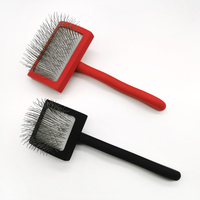 Brosse à poils longs pour animaux de compagnie en bois avec manche long, tête de brosse en bois chauffée, manche en bois pour le toilettage des chiens à poils longs
