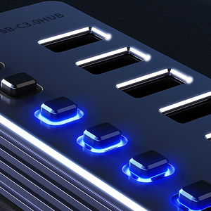 12V 7.5A Power Adapter 7-Port <span class=keywords><strong>USB</strong></span> 3.0 <span class=keywords><strong>HUB</strong></span> với bộ sạc cho PC & máy tính xách tay Powered <span class=keywords><strong>USB</strong></span> <span class=keywords><strong>Hub</strong></span> - Product Image 3