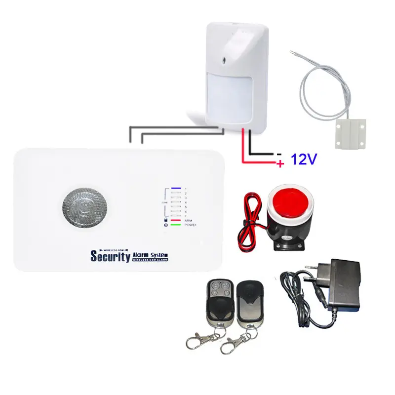 Wireless & Wired Home Security GSM-Alarm Auto Dial und SMS-Änderung mit kabel gebundenem PIR-Sensor Tür detektor