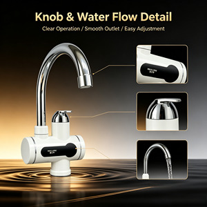 Robinet d'eau chaude instantanée électrique à col de cygne, corps <span class=keywords><strong>blanc</strong></span>, pour évier - Product Image 5