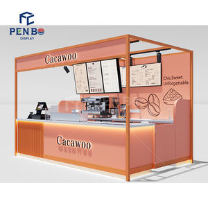 Penbo Custom Coffee Kiosk Design Modern Shopping Mall MDF Contrachapado Cafe Bubble Tea Counter - Product Image 1