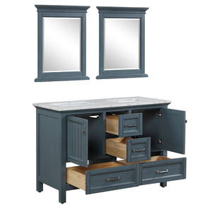 Meuble-lavabo de salle de bain luxueux en bois massif et contreplaqué avec double vasque, bleu antique, résistant à l'eau, fabriqué au Vietnam - Product Image 3