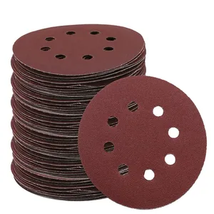 Papel de lija redondo de 5 pulgadas y 125mm, hojas de arena de disco de ocho agujeros, grano 40-2000, gancho y bucle de pulido de disco de lijado - Product Image 1