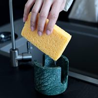 SAIDKOCC D8x7cm porte-serviettes en marbre travertin Beige ou pierre naturelle organisateur à séchage rapide porte-éponge porte-éponge