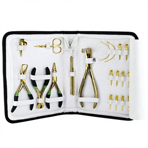 Kit d'outils professionnels pour extensions capillaires : Pince à micro-anneaux, Pince à sertir les perles, Pince de retrait, Coupe-keratine, Pinces, Ciseaux - Product Image 1