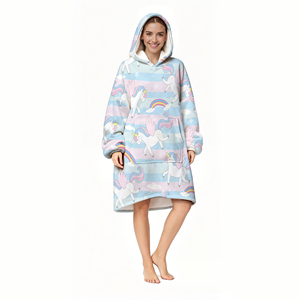 <b>Personalized</b> Polyester Soft Wearable Hood with Big Pocket Oversized Hoodie <b>Blanket</b> for Adult Kids - Product Image 1
