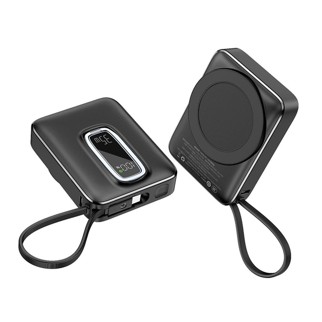 PD22.5W Fast Charging 10000mAh Portable Magnetic Wireless Power Bank with Built-in Cable Led Display with Kick Stand W45-10000