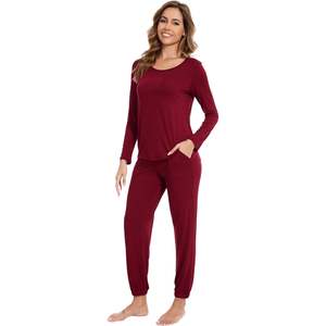 Ensemble de pyjama pour femmes en viscose de bambou personnalisé, vêtements de nuit doux à manches longues, tailles S-XXL - Product Image 2