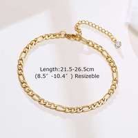 Bracelet de cheville en zircon plaqué or 18 carats en acier titane de haute qualité Bracelet de cheville en chaîne cubaine classique en acier inoxydable pour femmes