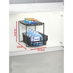 Carrito de Cocina Moderno de Acero Inoxidable con Estante Extraíble para Especias, Almacenamiento Bajo Fregadero, 2 Cajones Ajustables y Estantes para Cocina y Baño - Product Image 4