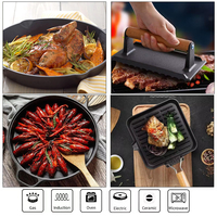 Poêle en fonte à revêtement d'huile végétale, poêle à crêpes, poêle à frire pour steak, camping et barbecue, vente en gros