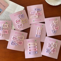 Épingles à cheveux en métal dessin animé mignon pour femmes et filles pince BB rose avec ruban et accessoires en épingle à cheveux en plastique en tissu strass