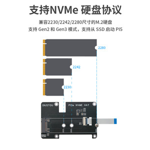 PENHFRP5 Raspberry Pi 5 PCIe NVMe <b>SSD</b> Expansion Board, PCIe to <b>M</b>.<b>2</b> <b>M</b> Key Adapter L395 - Product Image 4