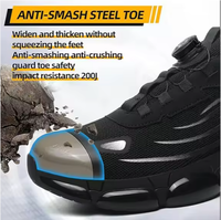 Bottes de travail industrielles pour hommes, respirantes, anti-écrasement, avec embout en acier, chaussures de sécurité à bouton automatique, chaussures de sécurité
