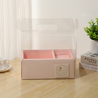 Boîte cadeau portable en PVC transparent avec poignée intégrée, boîte cadeau transparente pour l'emballage de desserts et pâtisseries, vente en gros