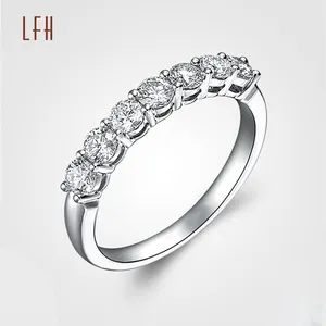 Half Eternity Gold Engagement White Gold 18k Solid Def Round Cut Wedding 18k Couple Real Gold 18k Ring Diamond