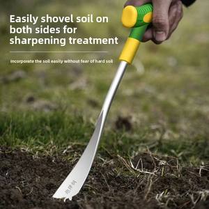 Pelle à légumes à double usage en acier inoxydable avec manche bicolore à 3 points Mini outil à main en plastique pour le jardin sauvage de l'ail - Product Image 2